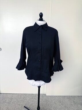 Edward black, 3/4 sleeve, button-down shirt